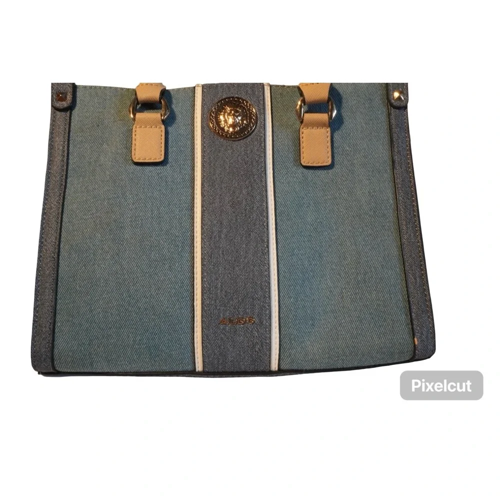 Aldo Women Handbag Gray Chambray Denim Pockets Convertible Satchel/Crossbody Bag